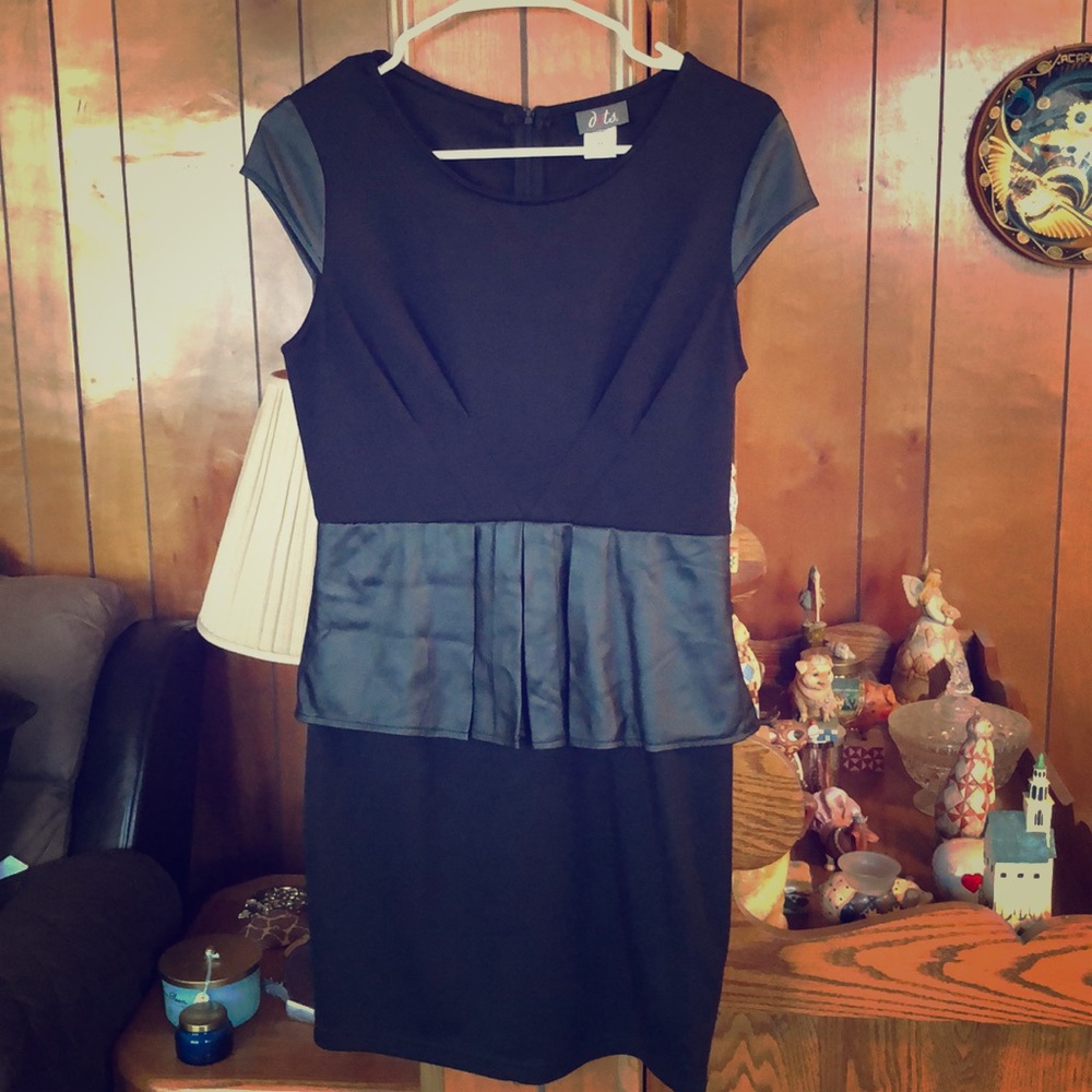 Black dress with pleather ruffle and sleeves
